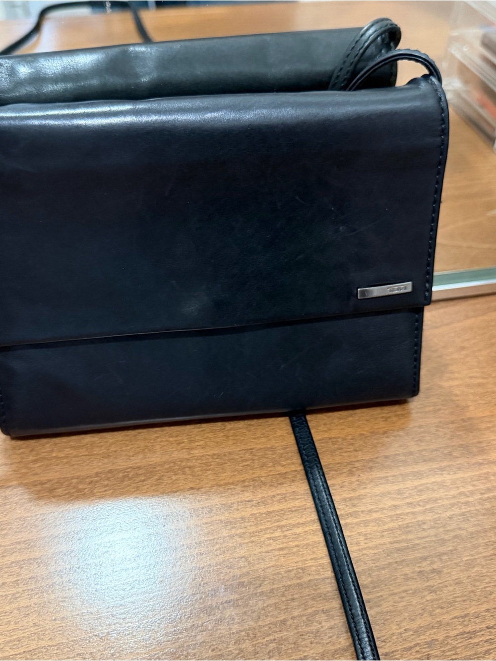 Black Leather Crossbody Bag - Tumi